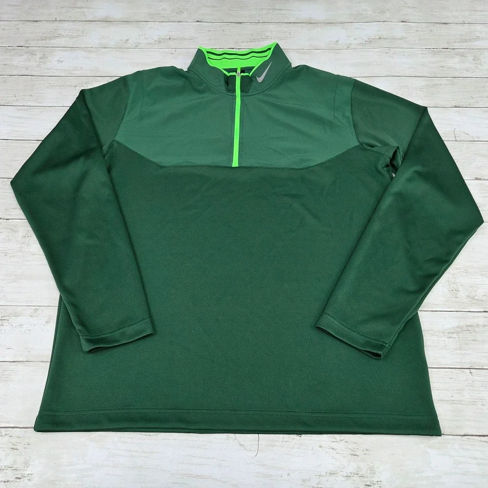 Nike Golf Tour Performance Quarter Zip Pullover Men Large Green 639883-341